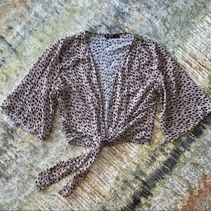 Nasty Gal Leopard Sheer Kimono Crop Top